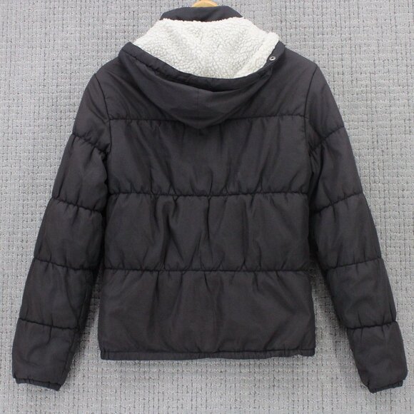 Element Skateboards Puffer Quilted Jacket Womens Medium M Black Full Zip Hooded - Picture 7 of 9